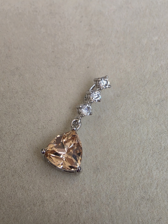 925 Sterling Silver Jewelry - Sterling Silver Trillion Champagne Drop Pendant 1.84 g